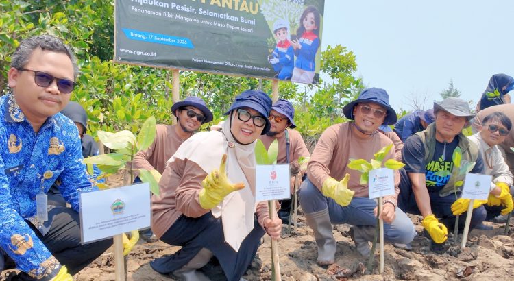 Penanaman dan pemantauan mangrove PT PGN bersama Mangrove Tag di pesisir Kuripan Batang.